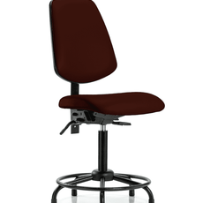 Vinyl Chair - Medium Bench Height with Round Tube Base, Medium Back, Seat Tilt, & Stationary Glides in Burgundy Trailblazer Vinyl - VMBCH-MB-RT-T1-A0-RG-8569
