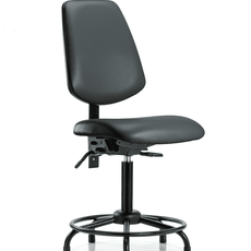 Vinyl Chair - Medium Bench Height with Round Tube Base, Medium Back, Seat Tilt, & Stationary Glides in Carbon Supernova Vinyl - VMBCH-MB-RT-T1-A0-RG-8823
