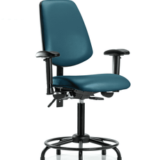Vinyl Chair - Medium Bench Height with Round Tube Base, Medium Back, Seat Tilt, Adjustable Arms, & Stationary Glides in Marine Blue Supernova Vinyl - VMBCH-MB-RT-T1-A1-RG-8801