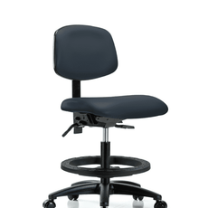 Vinyl Chair - Medium Bench Height with Black Foot Ring & Casters in Imperial Blue Trailblazer Vinyl - VMBCH-RG-T0-A0-BF-RC-8582