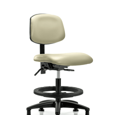 Vinyl Chair - Medium Bench Height with Black Foot Ring & Stationary Glides in Adobe White Trailblazer Vinyl - VMBCH-RG-T0-A0-BF-RG-8501