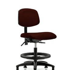 Vinyl Chair - Medium Bench Height with Black Foot Ring & Stationary Glides in Burgundy Trailblazer Vinyl - VMBCH-RG-T0-A0-BF-RG-8569