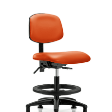 Vinyl Chair - Medium Bench Height with Black Foot Ring & Stationary Glides in Orange Kist Trailblazer Vinyl - VMBCH-RG-T0-A0-BF-RG-8613