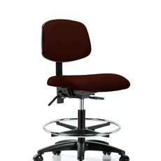 Vinyl Chair - Medium Bench Height with Chrome Foot Ring & Casters in Burgundy Trailblazer Vinyl - VMBCH-RG-T0-A0-CF-RC-8569
