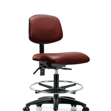 Vinyl Chair - Medium Bench Height with Chrome Foot Ring & Casters in Borscht Supernova Vinyl - VMBCH-RG-T0-A0-CF-RC-8815