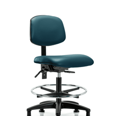 Vinyl Chair - Medium Bench Height with Chrome Foot Ring & Stationary Glides in Marine Blue Supernova Vinyl - VMBCH-RG-T0-A0-CF-RG-8801