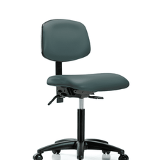 Vinyl Chair - Medium Bench Height with Casters in Colonial Blue Trailblazer Vinyl - VMBCH-RG-T0-A0-NF-RC-8546