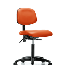 Vinyl Chair - Medium Bench Height with Casters in Orange Kist Trailblazer Vinyl - VMBCH-RG-T0-A0-NF-RC-8613