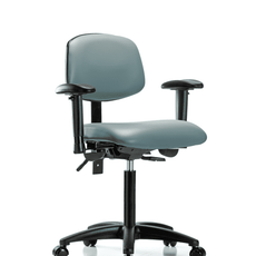 Vinyl Chair - Medium Bench Height with Adjustable Arms & Casters in Storm Supernova Vinyl - VMBCH-RG-T0-A1-NF-RC-8822