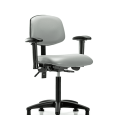 Vinyl Chair - Medium Bench Height with Adjustable Arms & Stationary Glides in Dove Trailblazer Vinyl - VMBCH-RG-T0-A1-NF-RG-8567
