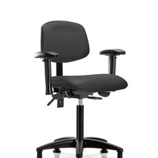 Vinyl Chair - Medium Bench Height with Adjustable Arms & Stationary Glides in Charcoal Trailblazer Vinyl - VMBCH-RG-T0-A1-NF-RG-8605