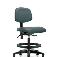Vinyl Chair - Medium Bench Height with Seat Tilt, Black Foot Ring, & Stationary Glides in Colonial Blue Trailblazer Vinyl - VMBCH-RG-T1-A0-BF-RG-8546