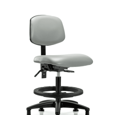 Vinyl Chair - Medium Bench Height with Seat Tilt, Black Foot Ring, & Stationary Glides in Dove Trailblazer Vinyl - VMBCH-RG-T1-A0-BF-RG-8567