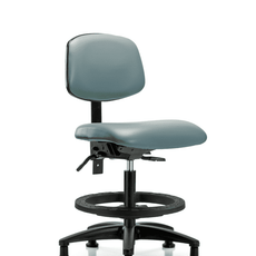 Vinyl Chair - Medium Bench Height with Seat Tilt, Black Foot Ring, & Stationary Glides in Storm Supernova Vinyl - VMBCH-RG-T1-A0-BF-RG-8822