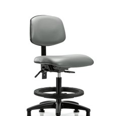 Vinyl Chair - Medium Bench Height with Seat Tilt, Black Foot Ring, & Stationary Glides in Sterling Supernova Vinyl - VMBCH-RG-T1-A0-BF-RG-8840