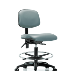 Vinyl Chair - Medium Bench Height with Seat Tilt, Chrome Foot Ring, & Casters in Storm Supernova Vinyl - VMBCH-RG-T1-A0-CF-RC-8822
