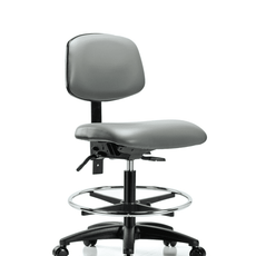 Vinyl Chair - Medium Bench Height with Seat Tilt, Chrome Foot Ring, & Casters in Sterling Supernova Vinyl - VMBCH-RG-T1-A0-CF-RC-8840