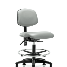Vinyl Chair - Medium Bench Height with Seat Tilt, Chrome Foot Ring, & Stationary Glides in Dove Trailblazer Vinyl - VMBCH-RG-T1-A0-CF-RG-8567