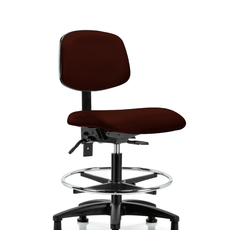 Vinyl Chair - Medium Bench Height with Seat Tilt, Chrome Foot Ring, & Stationary Glides in Burgundy Trailblazer Vinyl - VMBCH-RG-T1-A0-CF-RG-8569