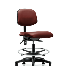 Vinyl Chair - Medium Bench Height with Seat Tilt, Chrome Foot Ring, & Stationary Glides in Borscht Supernova Vinyl - VMBCH-RG-T1-A0-CF-RG-8815