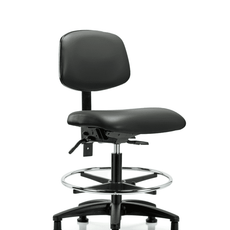 Vinyl Chair - Medium Bench Height with Seat Tilt, Chrome Foot Ring, & Stationary Glides in Carbon Supernova Vinyl - VMBCH-RG-T1-A0-CF-RG-8823