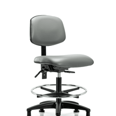 Vinyl Chair - Medium Bench Height with Seat Tilt, Chrome Foot Ring, & Stationary Glides in Sterling Supernova Vinyl - VMBCH-RG-T1-A0-CF-RG-8840
