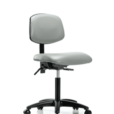 Vinyl Chair - Medium Bench Height with Seat Tilt & Casters in Dove Trailblazer Vinyl - VMBCH-RG-T1-A0-NF-RC-8567