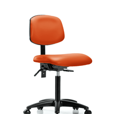 Vinyl Chair - Medium Bench Height with Seat Tilt & Casters in Orange Kist Trailblazer Vinyl - VMBCH-RG-T1-A0-NF-RC-8613