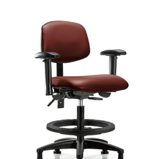 Vinyl Chair - Medium Bench Height with Seat Tilt, Adjustable Arms, Black Foot Ring, & Stationary Glides in Borscht Supernova Vinyl - VMBCH-RG-T1-A1-BF-RG-8815