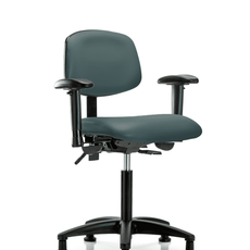 Vinyl Chair - Medium Bench Height with Seat Tilt, Adjustable Arms, & Stationary Glides in Colonial Blue Trailblazer Vinyl - VMBCH-RG-T1-A1-NF-RG-8546