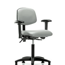 Vinyl Chair - Medium Bench Height with Seat Tilt, Adjustable Arms, & Stationary Glides in Dove Trailblazer Vinyl - VMBCH-RG-T1-A1-NF-RG-8567