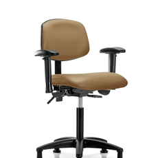 Vinyl Chair - Medium Bench Height with Seat Tilt, Adjustable Arms, & Stationary Glides in Taupe Trailblazer Vinyl - VMBCH-RG-T1-A1-NF-RG-8584