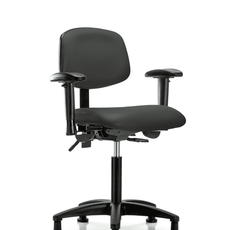 Vinyl Chair - Medium Bench Height with Seat Tilt, Adjustable Arms, & Stationary Glides in Charcoal Trailblazer Vinyl - VMBCH-RG-T1-A1-NF-RG-8605
