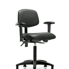 Vinyl Chair - Medium Bench Height with Seat Tilt, Adjustable Arms, & Stationary Glides in Carbon Supernova Vinyl - VMBCH-RG-T1-A1-NF-RG-8823