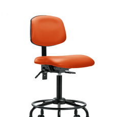 Vinyl Chair - Medium Bench Height with Round Tube Base & Casters in Orange Kist Trailblazer Vinyl - VMBCH-RT-T0-A0-RC-8613
