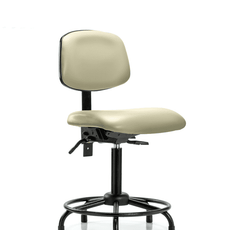 Vinyl Chair - Medium Bench Height with Round Tube Base & Stationary Glides in Adobe White Trailblazer Vinyl - VMBCH-RT-T0-A0-RG-8501