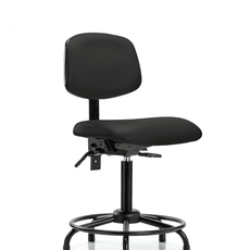 Vinyl Chair - Medium Bench Height with Round Tube Base & Stationary Glides in Black Trailblazer Vinyl - VMBCH-RT-T0-A0-RG-8540