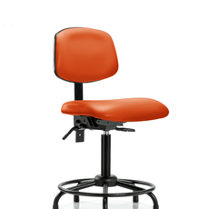 Vinyl Chair - Medium Bench Height with Round Tube Base & Stationary Glides in Orange Kist Trailblazer Vinyl - VMBCH-RT-T0-A0-RG-8613
