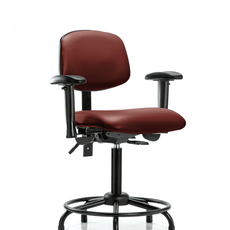 Vinyl Chair - Medium Bench Height with Round Tube Base, Seat Tilt, Adjustable Arms, & Stationary Glides in Borscht Supernova Vinyl - VMBCH-RT-T1-A1-RG-8815
