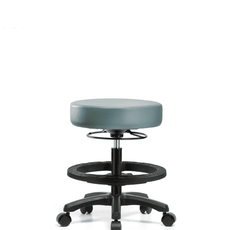 Vinyl Mini-Stool - Medium Bench Height with Black Foot Ring & Casters in Storm Supernova Vinyl - VMBMS-RG-BF-RC-8822