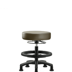 Vinyl Mini-Stool - Medium Bench Height with Black Foot Ring & Stationary Glides in Taupe Supernova Vinyl - VMBMS-RG-BF-RG-8809