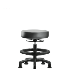 Vinyl Mini-Stool - Medium Bench Height with Black Foot Ring & Stationary Glides in Sterling Supernova Vinyl - VMBMS-RG-BF-RG-8840