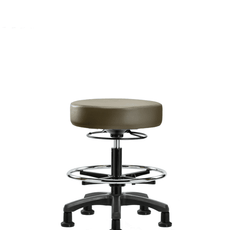 Vinyl Mini-Stool - Medium Bench Height with Chrome Foot Ring & Stationary Glides in Taupe Supernova Vinyl - VMBMS-RG-CF-RG-8809