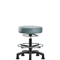 Vinyl Mini-Stool - Medium Bench Height with Chrome Foot Ring & Stationary Glides in Storm Supernova Vinyl - VMBMS-RG-CF-RG-8822