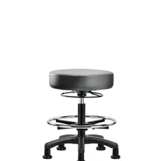 Vinyl Mini-Stool - Medium Bench Height with Chrome Foot Ring & Stationary Glides in Sterling Supernova Vinyl - VMBMS-RG-CF-RG-8840