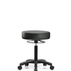 Vinyl Mini-Stool - Medium Bench Height with Casters in Carbon Supernova Vinyl - VMBMS-RG-NF-RC-8823