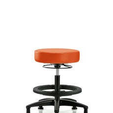 Vinyl Stool without Back - Medium Bench Height with Black Foot Ring & Stationary Glides in Orange Kist Trailblazer Vinyl - VMBSO-RG-BF-RG-8613