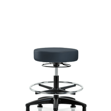 Vinyl Stool without Back - Medium Bench Height with Chrome Foot Ring & Stationary Glides in Imperial Blue Trailblazer Vinyl - VMBSO-RG-CF-RG-8582