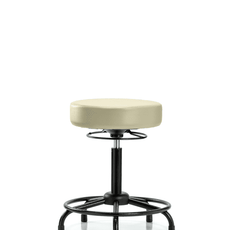 Vinyl Stool without Back - Medium Bench Height with Round Tube Base & Stationary Glides in Adobe White Trailblazer Vinyl - VMBSO-RT-RG-8501