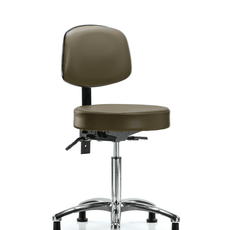Vinyl Stool with Back Chrome - Medium Bench Height with Seat Tilt & Stationary Glides in Marine Blue Supernova Vinyl - VMBST-CR-T1-NF-RG-8809